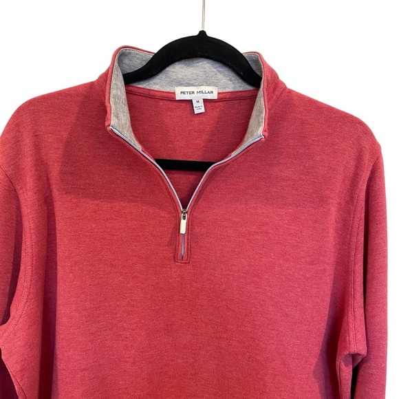 Peter Millar Crown Comfort Quarter Zip Pullover In Cape Red Size Medium MS23K49 - Picture 4 of 10